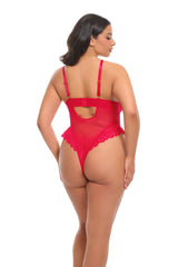 Oh la la Cheri Queen Valentine Soft Cup Lacey Teddy with Bows Details Red