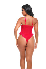 Oh la la Cheri Valentine Soft Cup Lacey Teddy with Bows Details Red