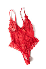 Oh la la Cheri Valentine Soft Cup Lacey Teddy with Bows Details Red