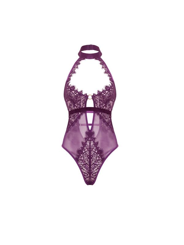 Oh la la Cheri Kennedy Sheer Lace Teddy Purple