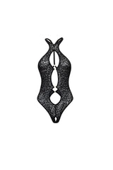 Oh la la Cheri Cher Soft Cup Teddy with Keyhole Details and Open Gusset and Back Black