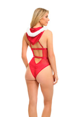 Oh la la Cheri Holly Soft Cup Satin Teddy with Black Belt Red/Bright White
