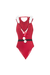 Oh la la Cheri Holly Soft Cup Satin Teddy with Black Belt Red/Bright White