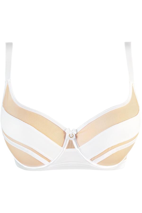Sheer Stripe Unlined Bra White