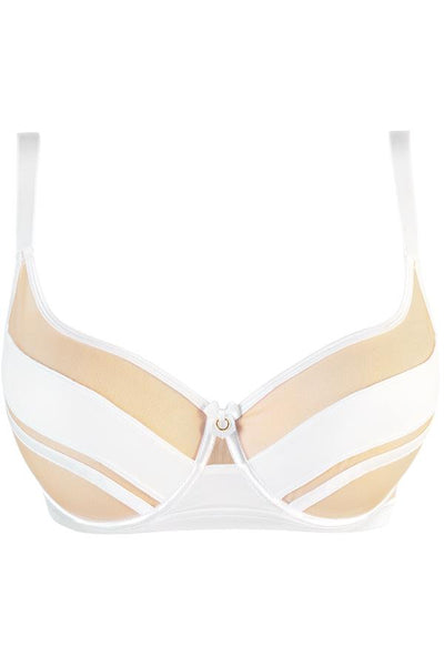 Sheer Stripe Unlined Bra White