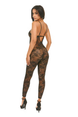 Oh la la Cheri Presley Soft Cup Lace Catsuit with Collar and Ring Details Black
