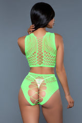 Be Wicked Ring My Bell Bodystocking Neon Green