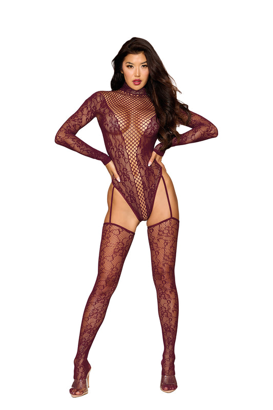 Dreamgirl Teddy Bodystocking Cherry Lacquer
