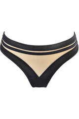 Sheer Stripe Brazilian Thong Black/Nude