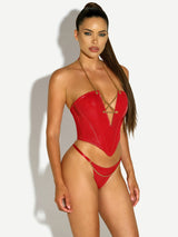Oh la la Cheri Chained Bustier Set Red