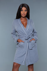 BeWicked Queen Waffle Robe Grey