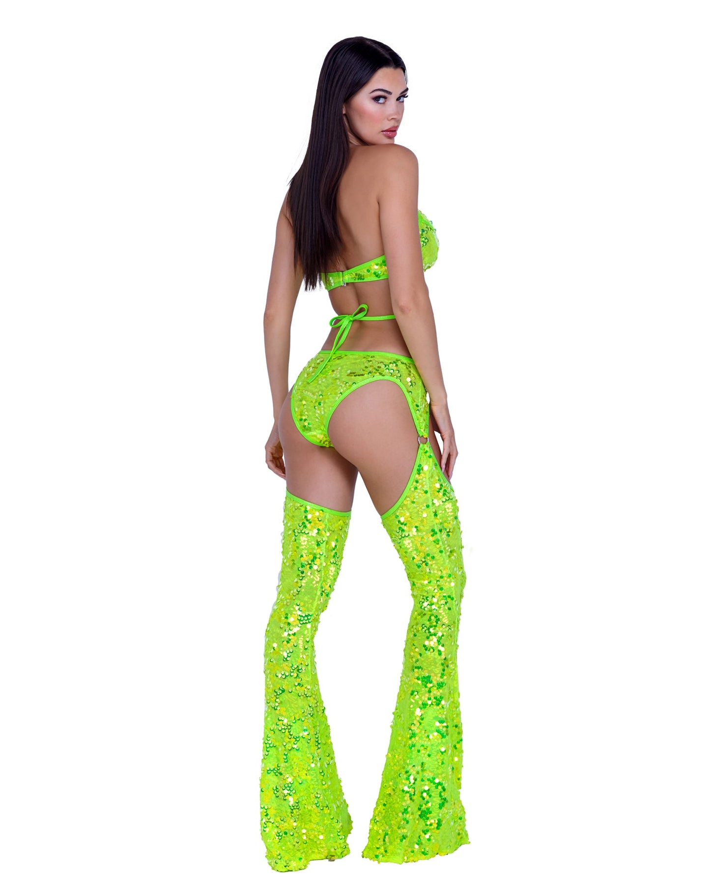 Roma Festival Rave Sequin Criss Cross Top with Ring Hardware