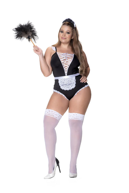 Mapale Lingerie Plus French Maid Bodysuit, Apron & Head Piece