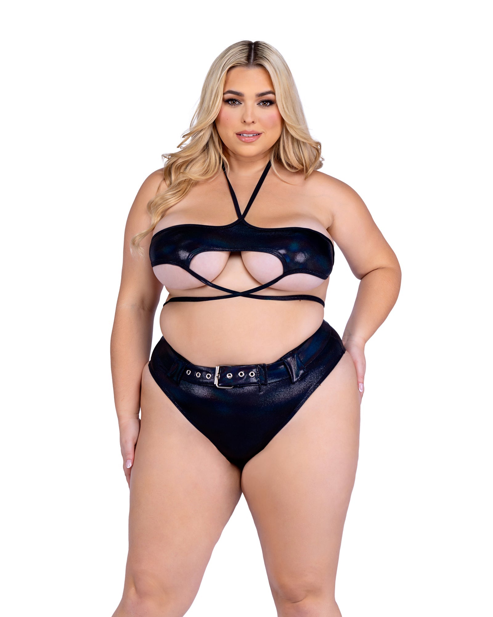 Roma Festival Rave Shimmer Top with Underboob Cutout