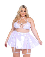 Roma Costume Stripper Metallic Iridescent Criss Cross Bikini Top