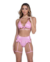 Roma Costume Stripper Pretty Metallic Iridescent Bikini Top Baby Pink
