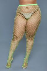 BeWicked Queen Can't Back Down Pantyhose Neon Green 2303