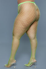 BeWicked Queen Can't Back Down Pantyhose Neon Green 2303