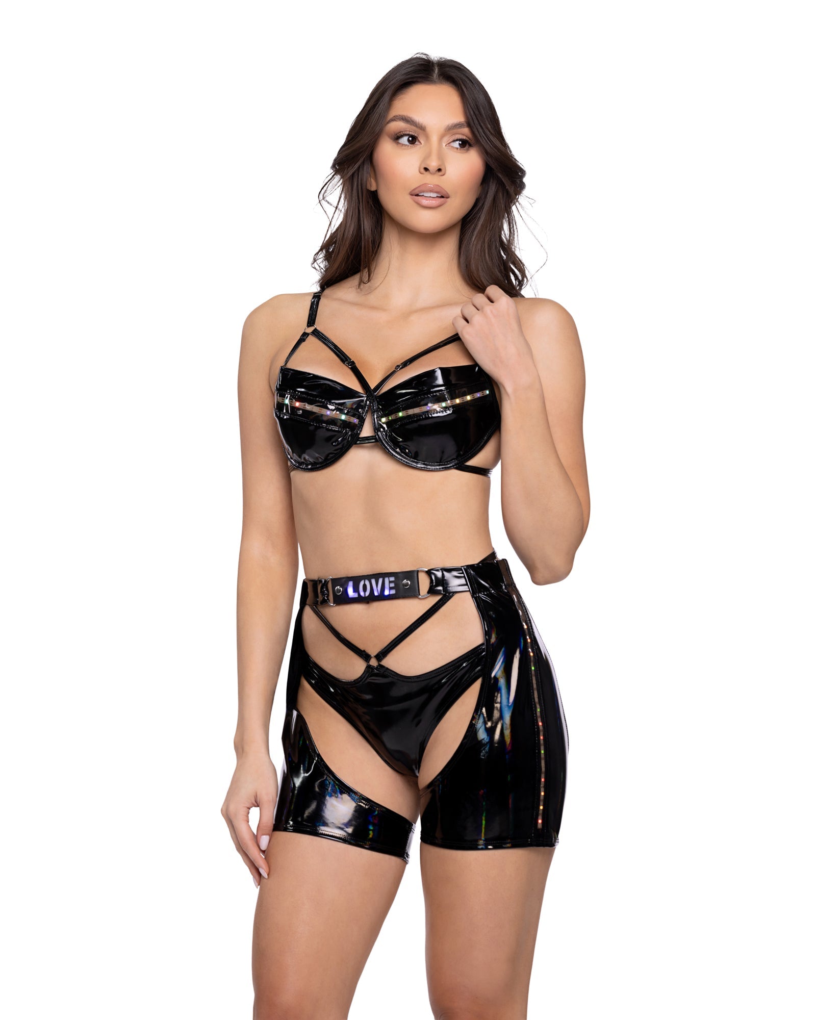 Roma Festival Rave Light-Up Vinyl Bra Set