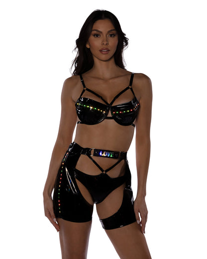 Roma Festival Rave Light-Up Vinyl Bra Set