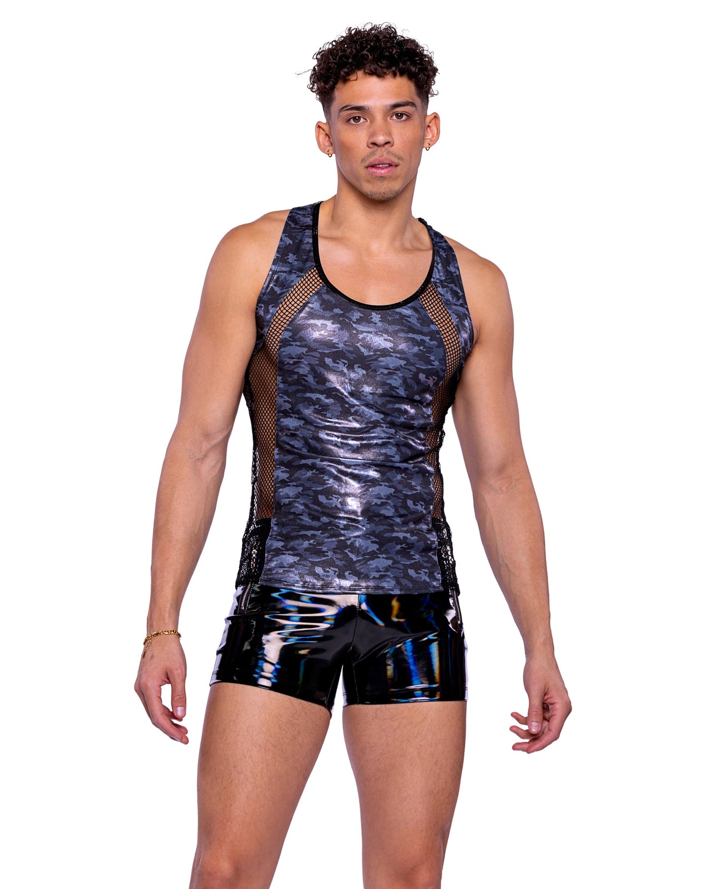 Roma Festival Rave Shimmer Camouflage Tank Top