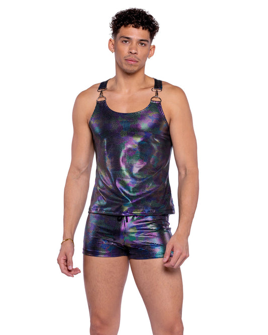 Roma Festival Rave Rainbow Shimmer Camouflage Tank Top