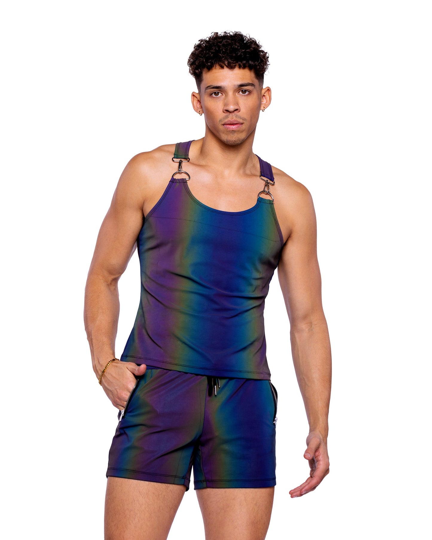 Roma Festival Rave Reflective Shorts with Zipper Pockets