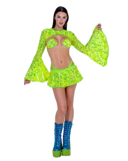 Roma Festival Rave Sequin Bell Sleeve Shrug