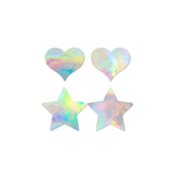 Fantasy Lingerie Fashion Pasties Set Holographic Star & Heart 2 Pairs