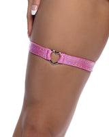 Roma Costume Stripper Shimmer Garter with Heart Shaped Hardware