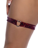 Roma Costume Stripper Shimmer Garter with Heart Shaped Hardware