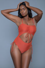 Be Wicked Paisley Swimsuit Rust