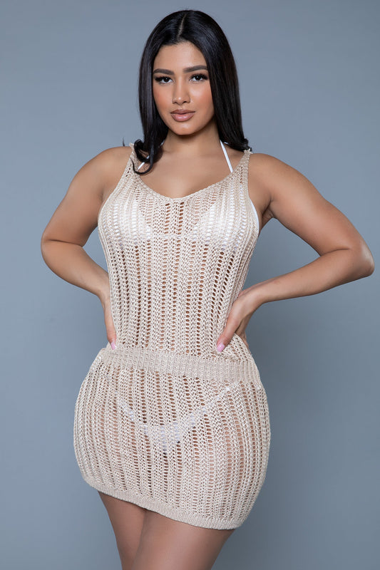 BeWicked Swimwear Josephine Mini Dress Cover Up Beige