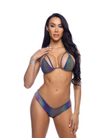 Roma Costume Stripper 2PC Reflective Low Rise Short Set