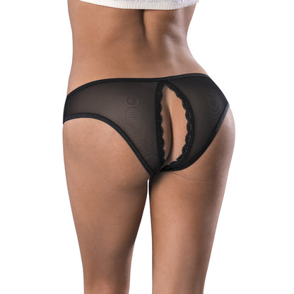 Magic Silk Soft Petals Crotchless Panty Black