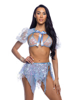Roma Costume Stripper Butterfly & Sequin Puff Sleeve Shrug