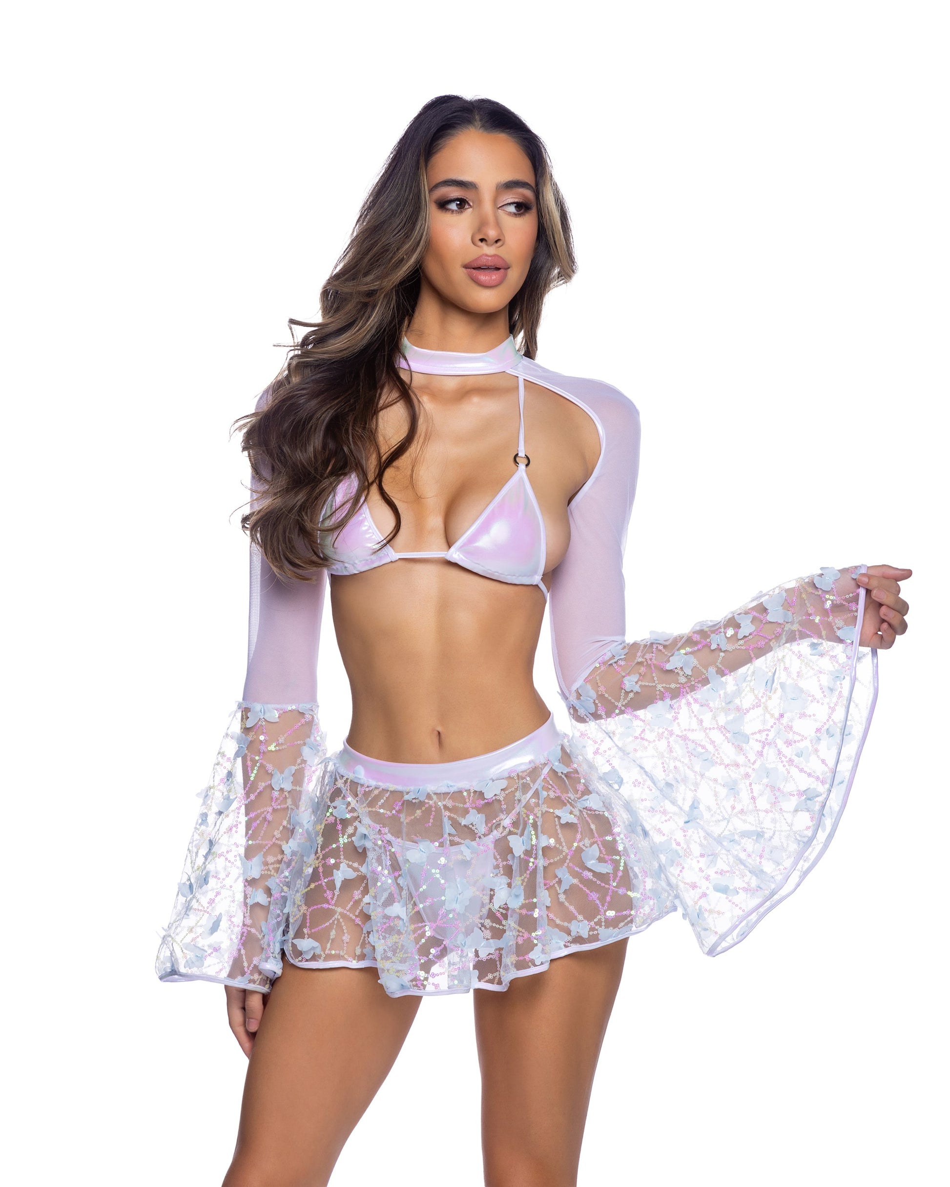 Roma Costume Stripper Butterfly & Sequin Mini Skirt