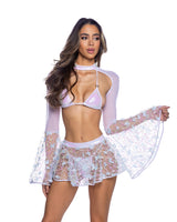 Roma Costume Stripper 2PC Metallic Iridescent Bikini Set with Ring Detail