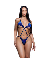 Roma Dancewear Stripper Sexy Holographic Dot Velvet X-Front Bodysuit