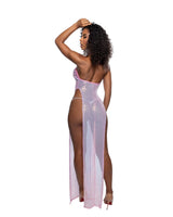Roma Dancewear Stripper Sexy Long Diamond Sequin Mesh Gown with Slits