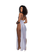 Roma Dancewear Stripper Sexy Long Diamond Sequin Mesh Gown with Slits