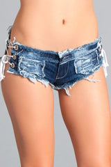 Be Wicked Sexy Cut Off Low Waist Denim Jeans Blue