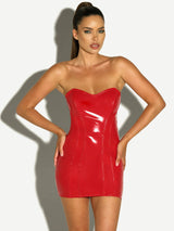 Oh la la Cheri Rider Vinyl Bustier Dress Red