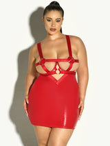 Oh la la Cheri Queen Erotic Caged Open Cups Babydoll Red