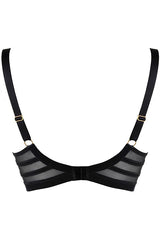 Sheer Stripe Unlined Bra Jet Black