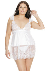 Coquette Unspoken Words Babydoll & G-String White