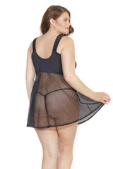 Coquette Lovestruck Babydoll & G-String Black