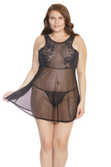 Coquette Lovestruck Babydoll & G-String Black