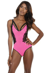 Coquette Tender Touch Teddy Crotchless Dark Pink