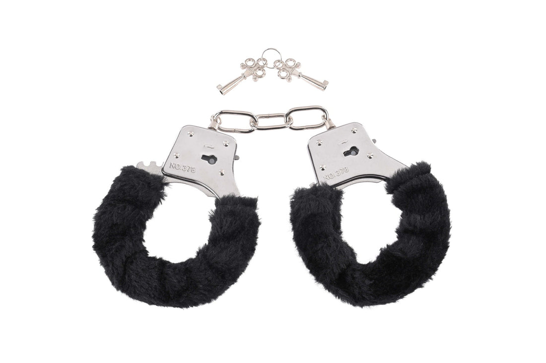 Sex & Mischief Furry Handcuffs - Black
